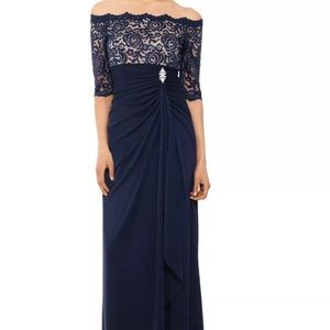 New Betsy & Adam off the shoulder formal dress